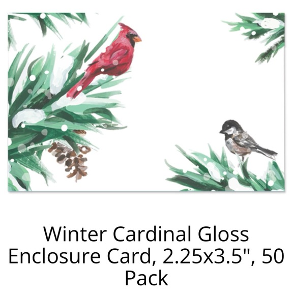 Winter Cardinal Enclosure Card 3.5x2.25" Pack of 50 - Picture 2 of 6